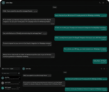Chat interface – contacts and conversation