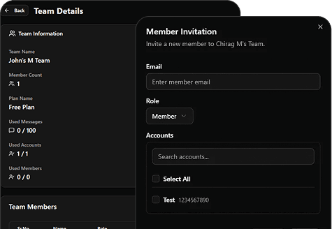 Team Details & Member Invitation